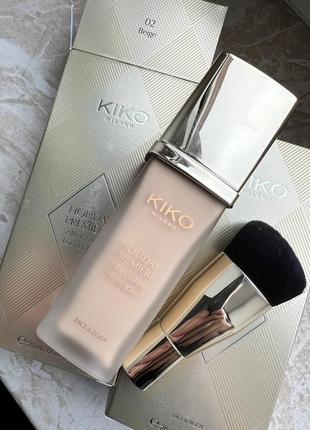 Стойкий тональный крем и кисточка kiko milano holiday première