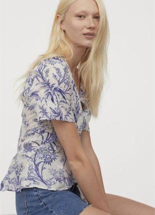 Лляна блузка на запах преміум колекції h&m