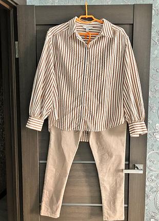 Комплект роз.16 сорочка m&s collection та класні стрейчеві джегінси на високій посадці від f+f