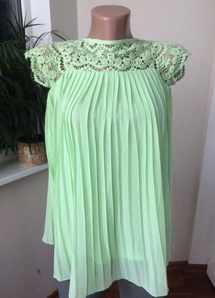 Нежная блузочка гофре ( плиссе ) с гипюром