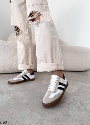 Стильные базовые женские кеды из натуральной замши и кожи