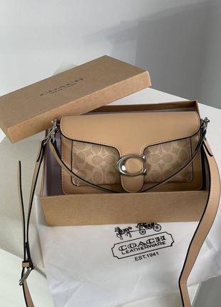 Сумка coach tabby shoulder bag 26 with signature canvas sand taupe