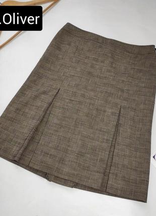 Юбка женская миди коричневого цвета со сборкой прямого кроя со средней посадкой от бренда s.oliver s m