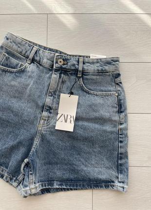 Джинсовые шорты zara mom fit