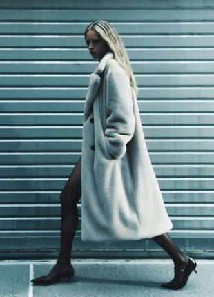 Довге пальто шуба зі штучного хутра zara