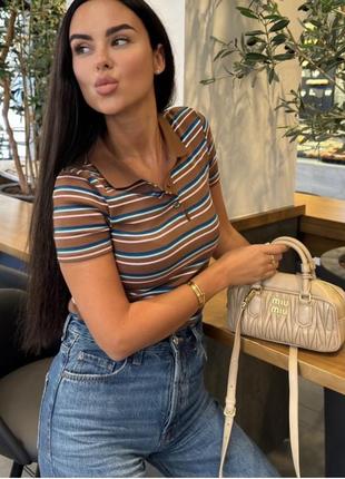 Трендова футболка поло в смужку zara