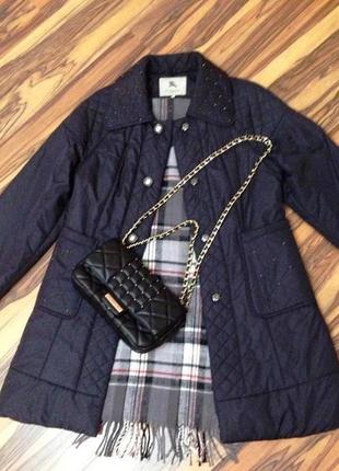 Стегане пальто "burberry" темно-сірого-чорного кольору з болоння