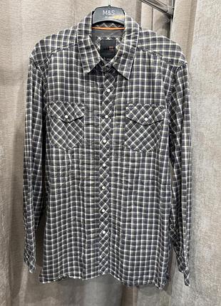 Сорочка тактична 5.11 tactical long sleeve pearl snap button down plaid shirt western medium