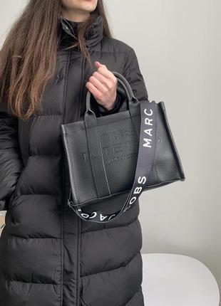 Сумка. женская черная, шоппер, тоут, tote bag, текстильный ремешок2 фото