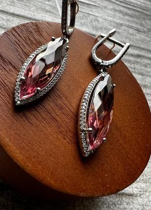 Серьги маркизы с султанитом