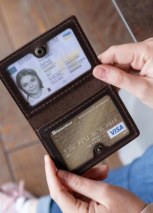 Шоколадна обкладинка на права, техпаспорт, id паспорт нового зразка  зі шкіри1 фото