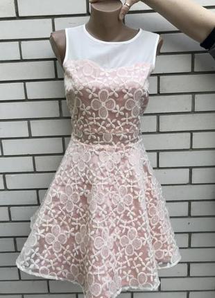 Кружевное платье,ажурное с розовым подюбником, вечерний,выпускной,сарафан papaya