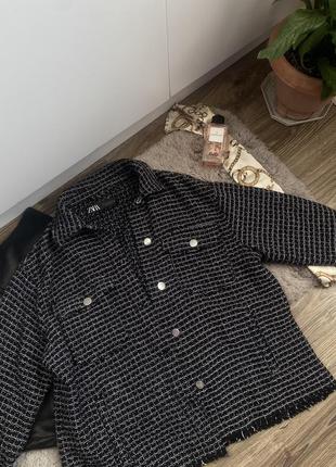 Бомбер zara рубашка твидовая zara твидовая курточка zara