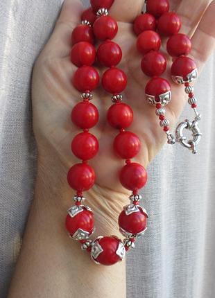 Буси намисто великий натуральний корал 14 мм