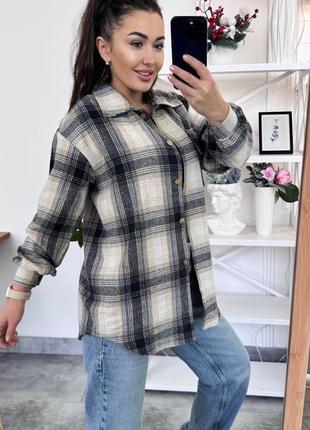 Роскошная рубашка байка кашемир в стиле oversize 💫 рубашка кашемир в клетку 💫 супер цена