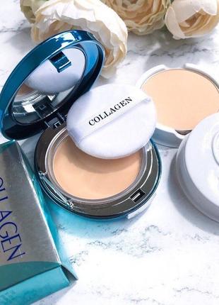 Увлажняющая коллагеновая пудра для лица enough collagen hydro moisture two way cake spf 25 pa++ со сменным блоком, 26 г
