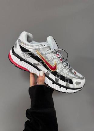 Кроссовки prm nike p-6000 silver / black / red premium