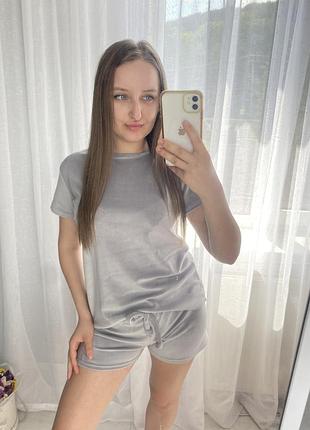 Серенькая пижама / пижама велюровая / пижама женская / распродаж3 фото
