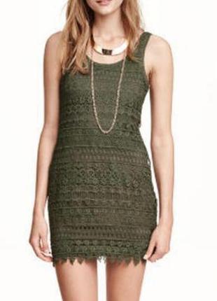 Короткое кружевное платье, платье h&m, сарафан
