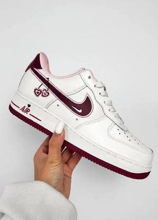 Кросівки жіночі nike air force cherry шкіряні білі з рожевим вишні