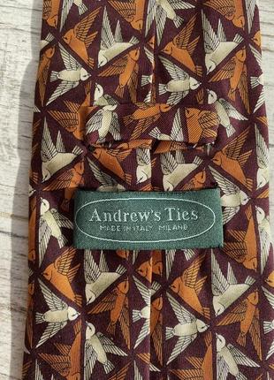 Шелковый галстук с синичками andrew’s ties натуральный шелк4 фото
