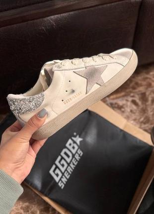 Кеды golden goose бело серебристые