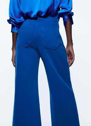 Укороченные джинсы z1975 с широкими штанинами и пуговицами — cobalt от zara —