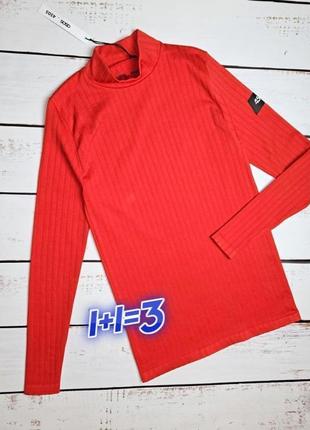 1+1=3** фирменный ярко-коралловый свитер под горло в рубчик asos, размер 46 - 48
