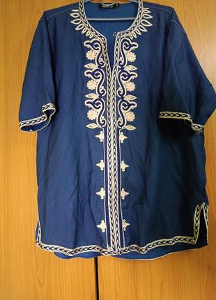 Крутезна блуза з вишивкою у східному стилі великого розміру