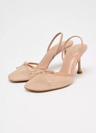 Сетчатые туфли бежевые zara new