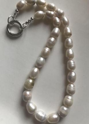 Великі справжні перли 12-14мм сірого кольору