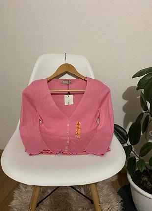Кардиган женский stradivarius розовый с пуговицами – весна/осень, вискоза+нейлон, размер l, новый