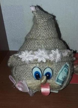 Фигурка домовёнок из мешковины дедушка сувенир поделка оберег игрушка