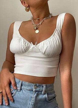 H&m белый топик кроп топ в стиле романтик cottagecore