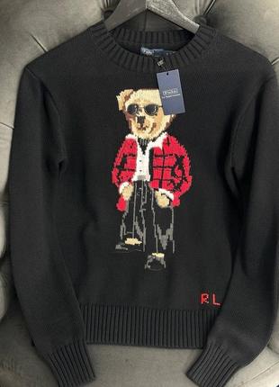 Брендовий жіночий вʼязаний светр з медведиком