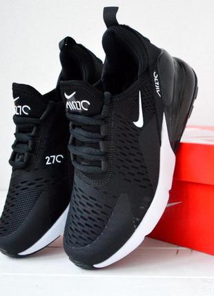 Молодежные женские кроссовки nike air max 270 black white, черные на белой подошве найки, максы, тек
