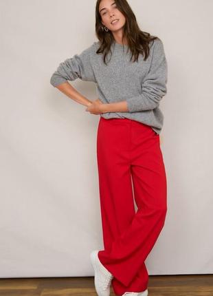 Красные широкие брюки палаццо zara