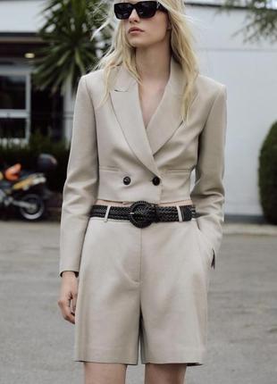 Укороченный блейзер с льном3 фото