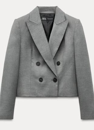 Укороченный двубортный блейзер zara