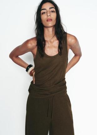 Zara футболка в стиле рустик, хаки