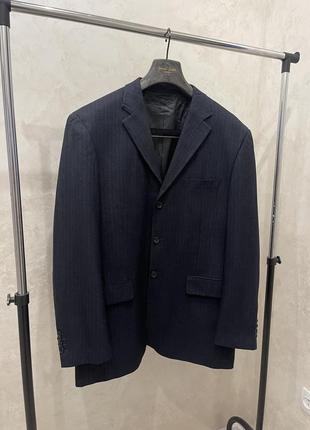 Винтажный шерстяной пиджак темно синий giorgio armani