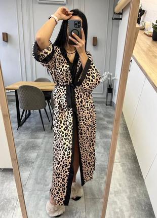 Нереально гарний шовковий халатик з леопардовим принтом jk-2029