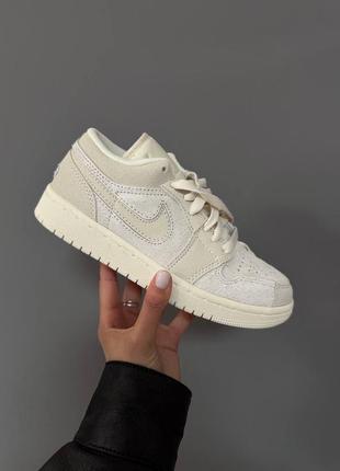 Кроссовки nike air jordan 1 low craft beige / grey premium