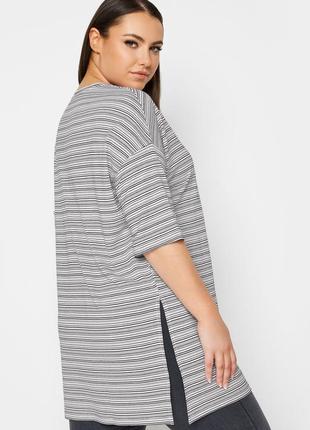 No944 удлиненная футболка оверсайз в полоску