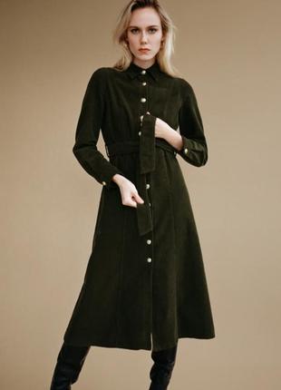 Платье - рубашка миди zara платье вельветовое