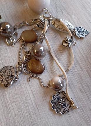 Шикарное длинное ожерелье с подвесками3 фото