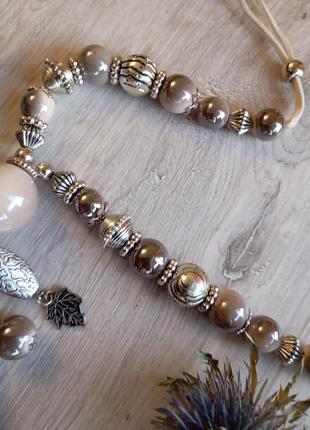 Шикарное длинное ожерелье с подвесками4 фото