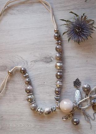 Шикарное длинное ожерелье с подвесками5 фото