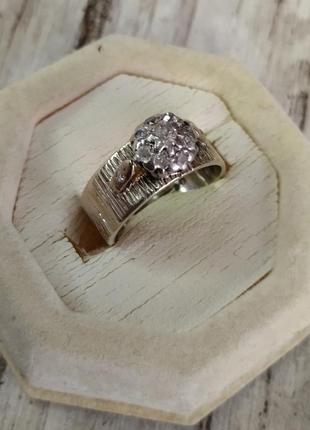 Rck антикваріат золоте кільце каблучка перстень  9/375 проба з діамантами з текстурою деревної кори