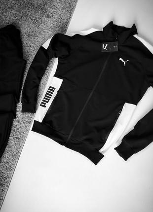 Мужской спортивный костюм puma черный с белым